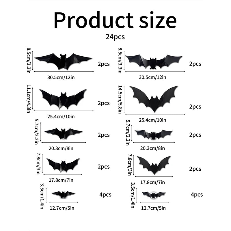 Halloween 3D Bat Wall Sticker Light Up Glowing Flashing Bat Decal Spooky Party Window Room Home Decoration Easy Setup Decor