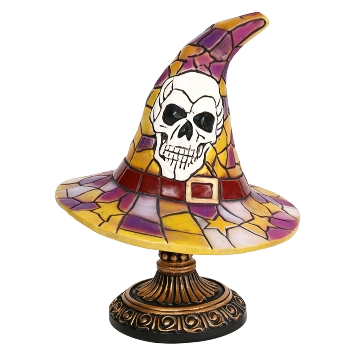 Gothic Witch Hat Lamp Resin Stained Glass Pumpkin Lamp USB Powered Skull & Ghost Stained Glass Table Lamps Halloween Decorations