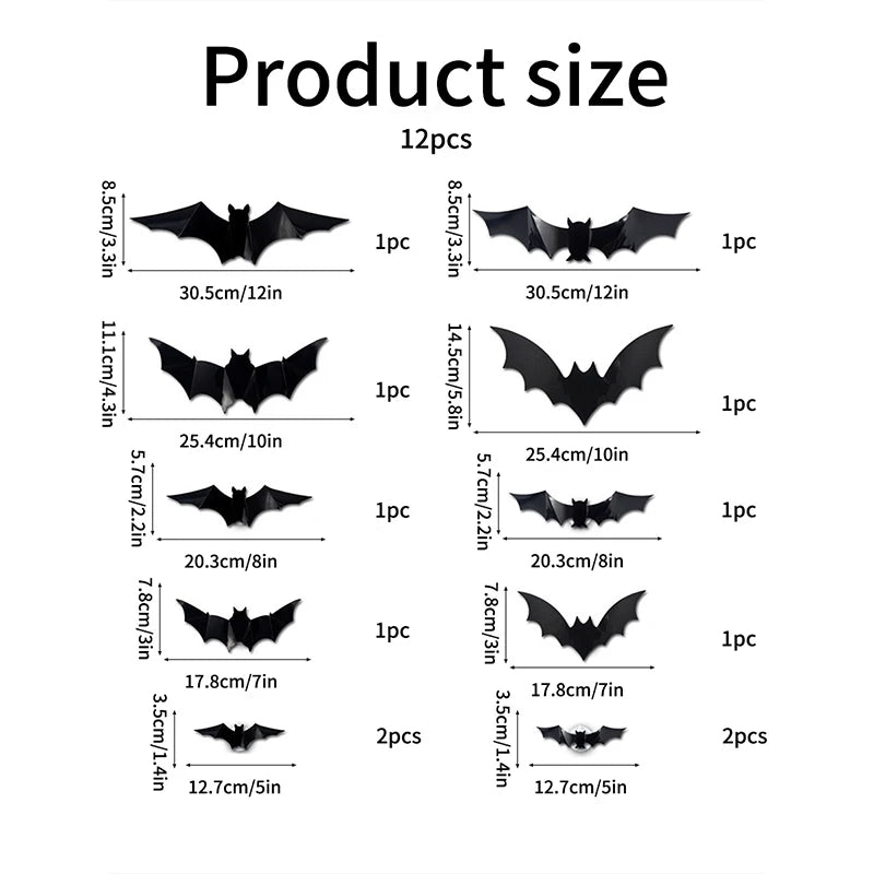 Halloween 3D Bat Wall Sticker Light Up Glowing Flashing Bat Decal Spooky Party Window Room Home Decoration Easy Setup Decor