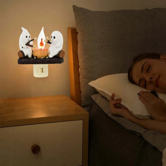 Flashing Night Lights Ghosts Grill Lamp Holders Halloween Table Decorations Festive Vibes Spooky and Funny with EU US Plugs