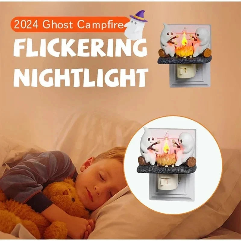 Flashing Night Lights Ghosts Grill Lamp Holders Halloween Table Decorations Festive Vibes Spooky and Funny with EU US Plugs