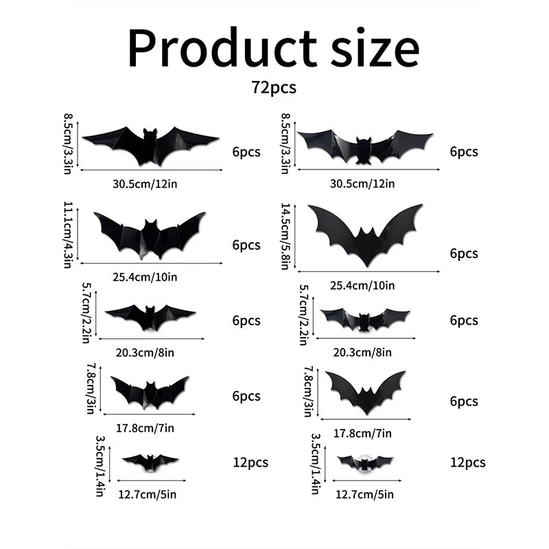 Halloween 3D Bat Wall Sticker Light Up Glowing Flashing Bat Decal Spooky Party Window Room Home Decoration Easy Setup Decor