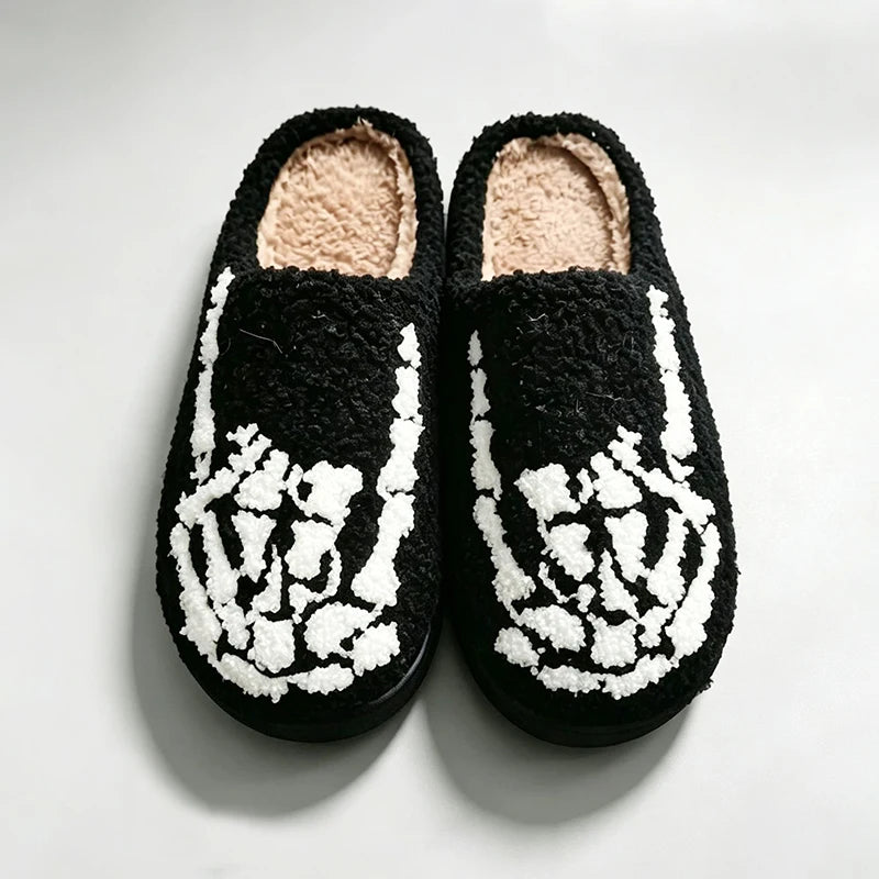 Halloween Pumpkin Fluffy Slippers Women Spooky Indoor Cozy Winter Slides Footwear Party Holiday Shoes Unisex Lightweight Silent