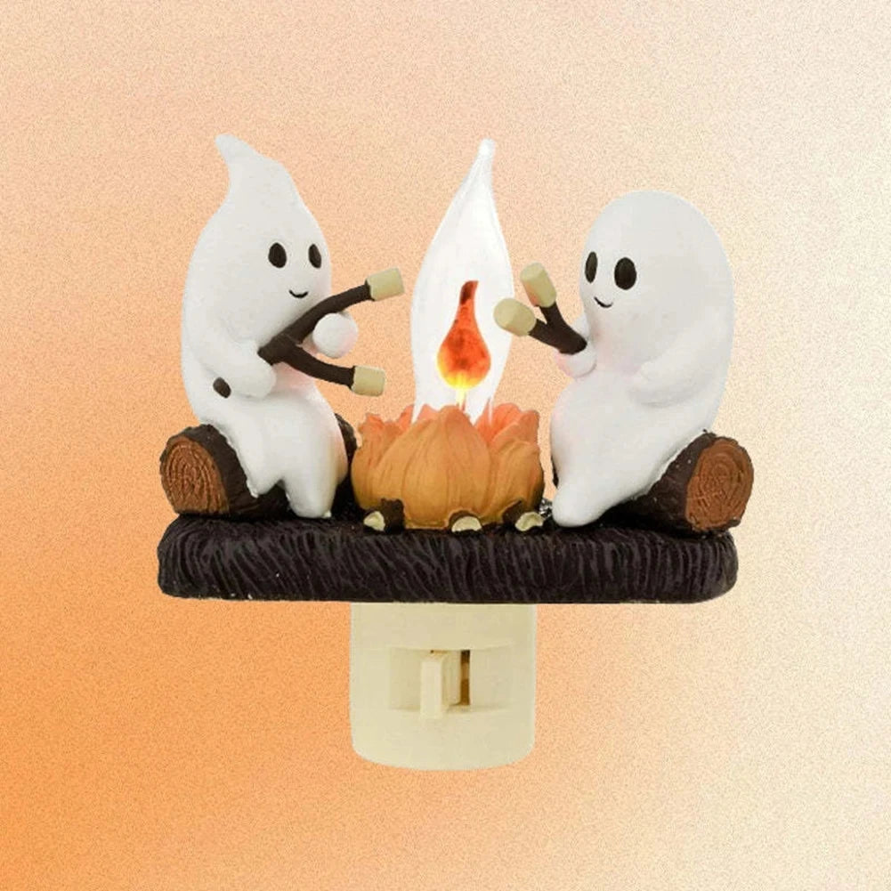 Flashing Night Lights Ghosts Grill Lamp Holders Halloween Table Decorations Festive Vibes Spooky and Funny with EU US Plugs