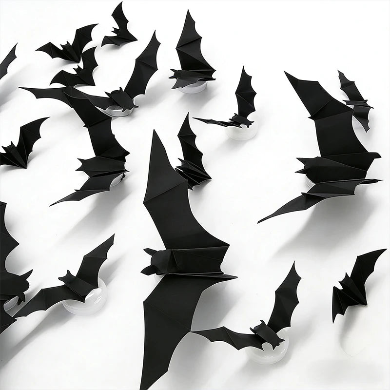 Halloween 3D Bat Wall Sticker Light Up Glowing Flashing Bat Decal Spooky Party Window Room Home Decoration Easy Setup Decor