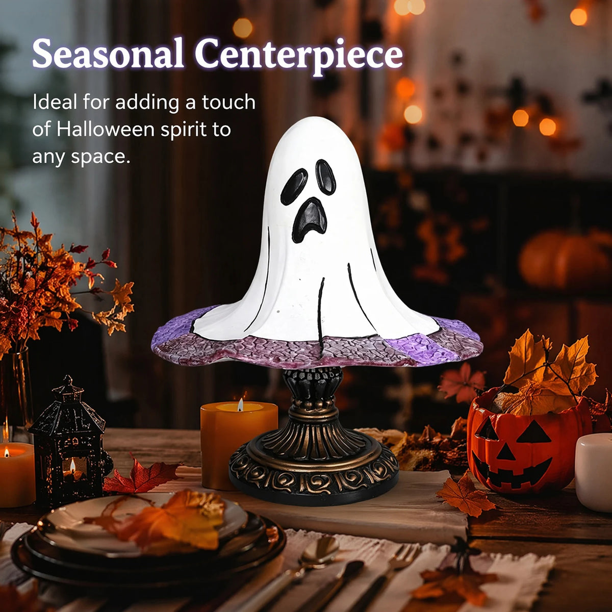Gothic Witch Hat Lamp Resin Stained Glass Pumpkin Lamp USB Powered Skull & Ghost Stained Glass Table Lamps Halloween Decorations
