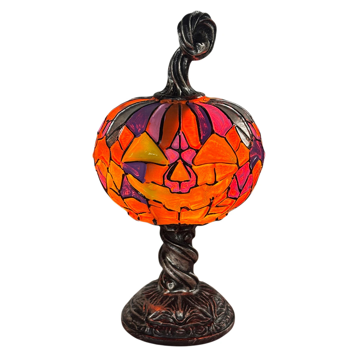 Gothic Witch Hat Lamp Resin Stained Glass Pumpkin Lamp USB Powered Skull & Ghost Stained Glass Table Lamps Halloween Decorations