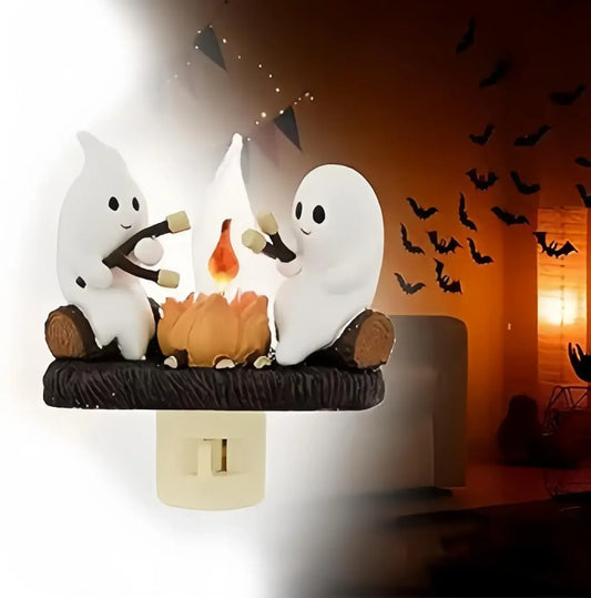 Flashing Night Lights Ghosts Grill Lamp Holders Halloween Table Decorations Festive Vibes Spooky and Funny with EU US Plugs